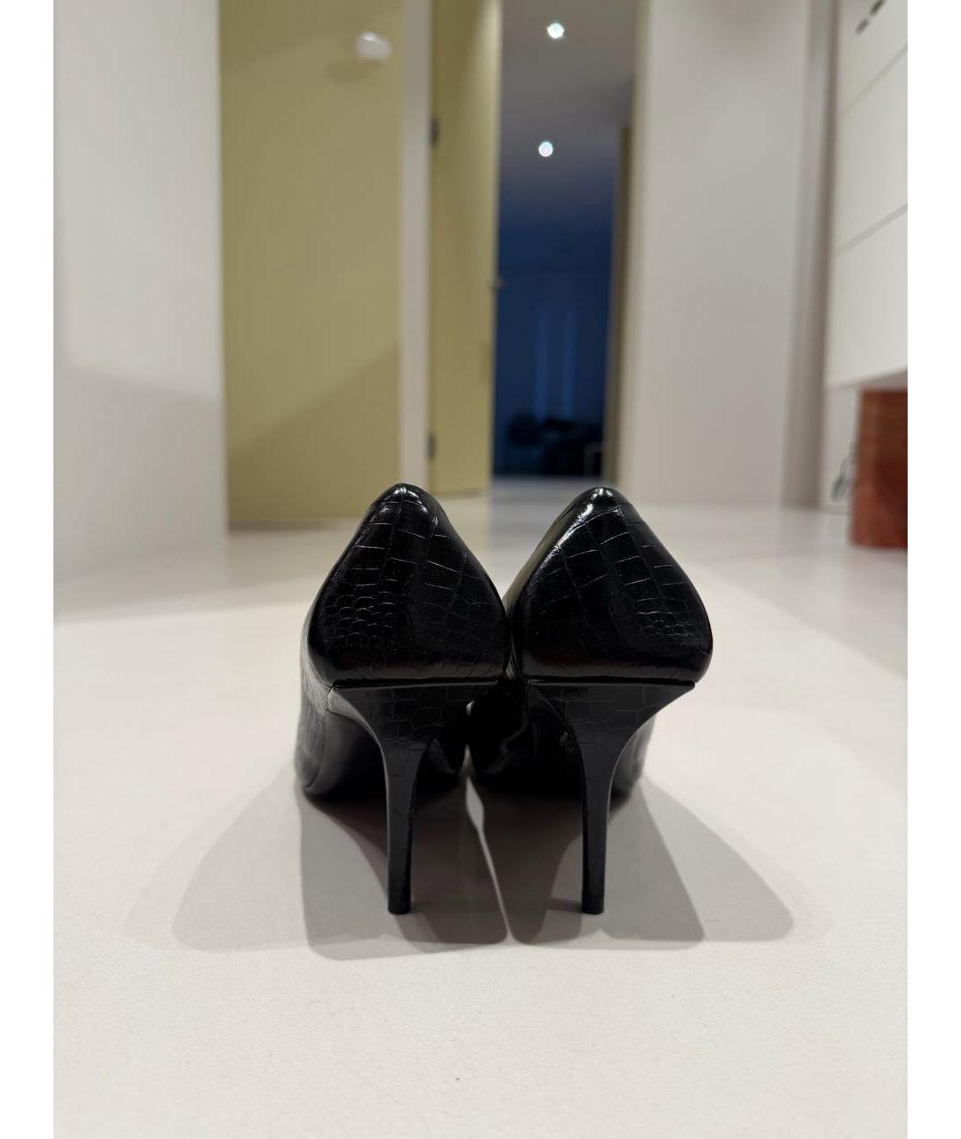 BALENCIAGA Черные кожаные лодочки на низком каблуке, фото 4