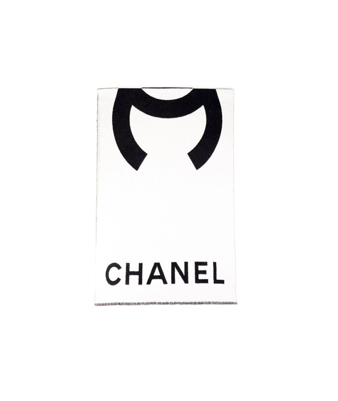 CHANEL Белый кашемировый шарф, фото 3