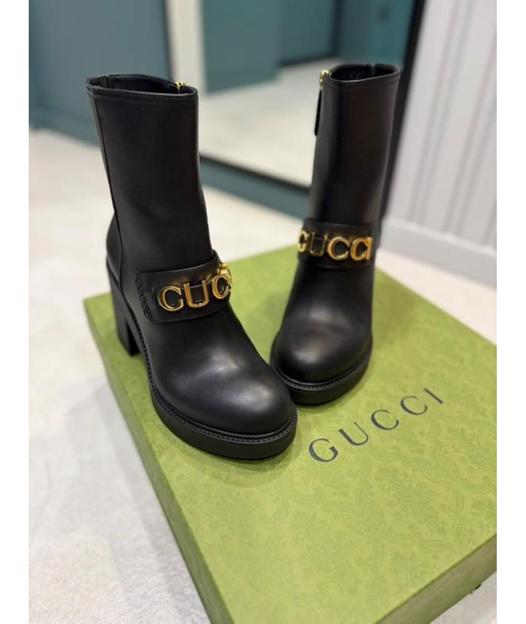 GUCCI Черные кожаные полусапоги, фото 3