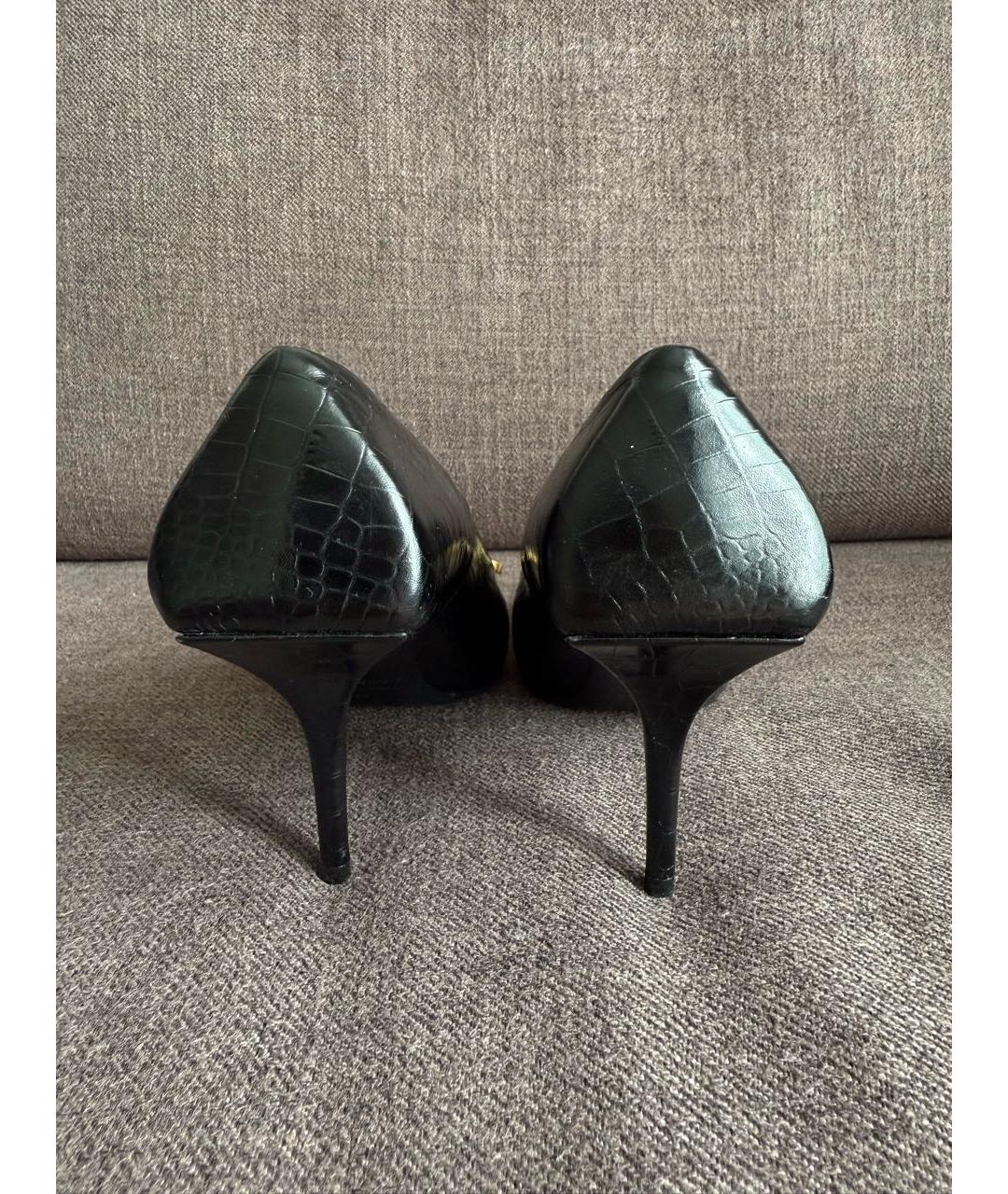 BALENCIAGA Черные кожаные лодочки на низком каблуке, фото 4