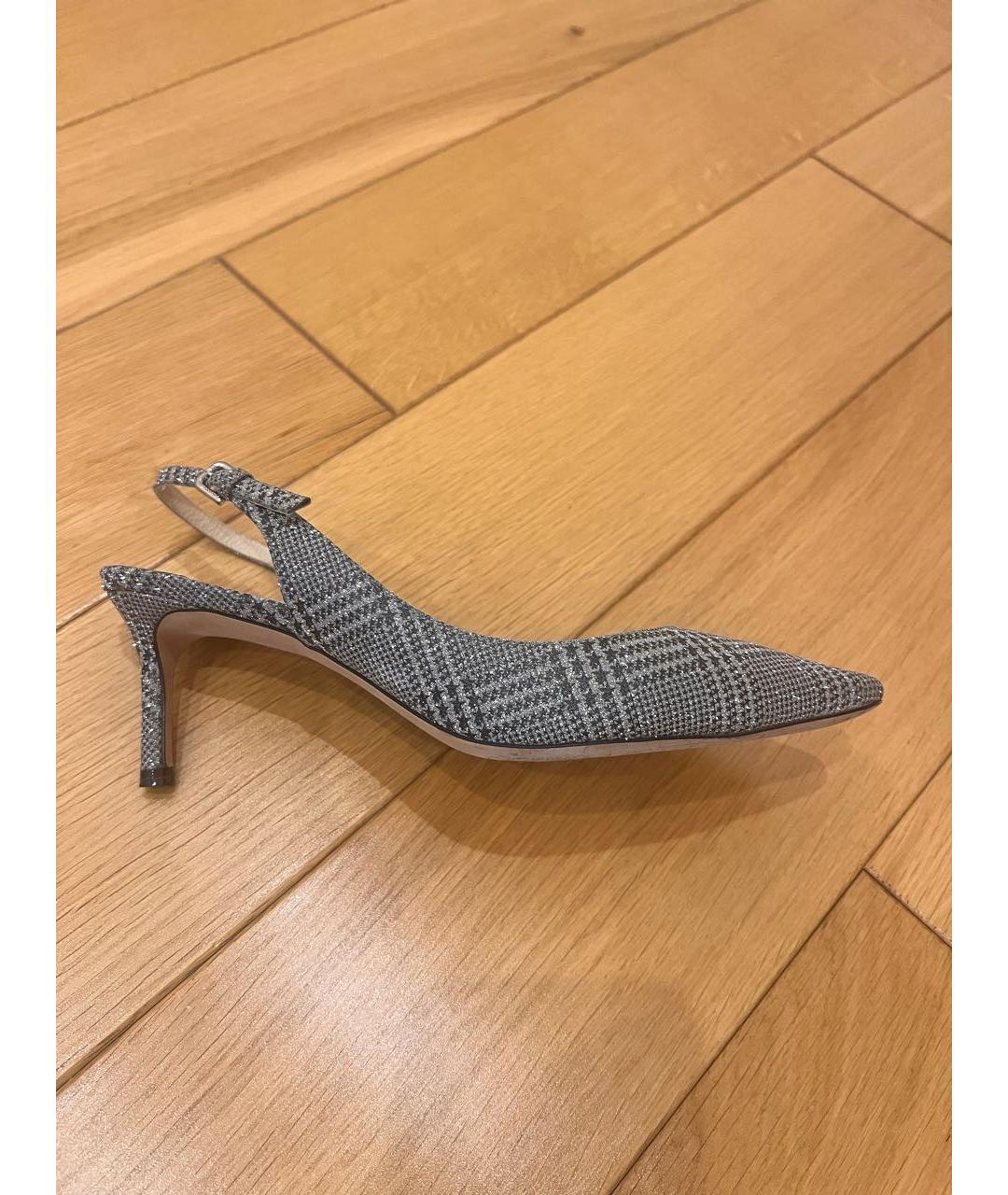 JIMMY CHOO Серебряные текстильные туфли, фото 6