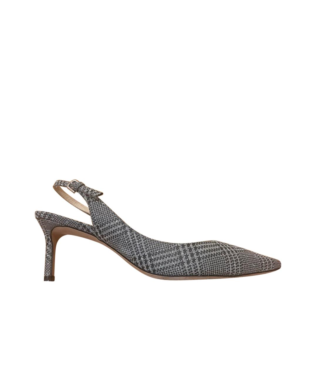 JIMMY CHOO Серебряные текстильные туфли, фото 1