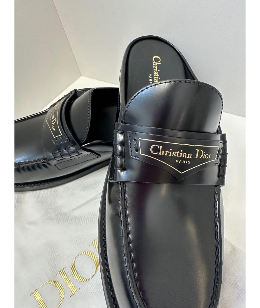 CHRISTIAN DIOR Черные кожаные мюли, фото 2