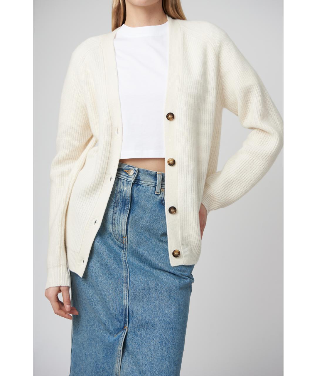 LOULOU STUDIO Бежевый кашемировый кардиган, фото 3