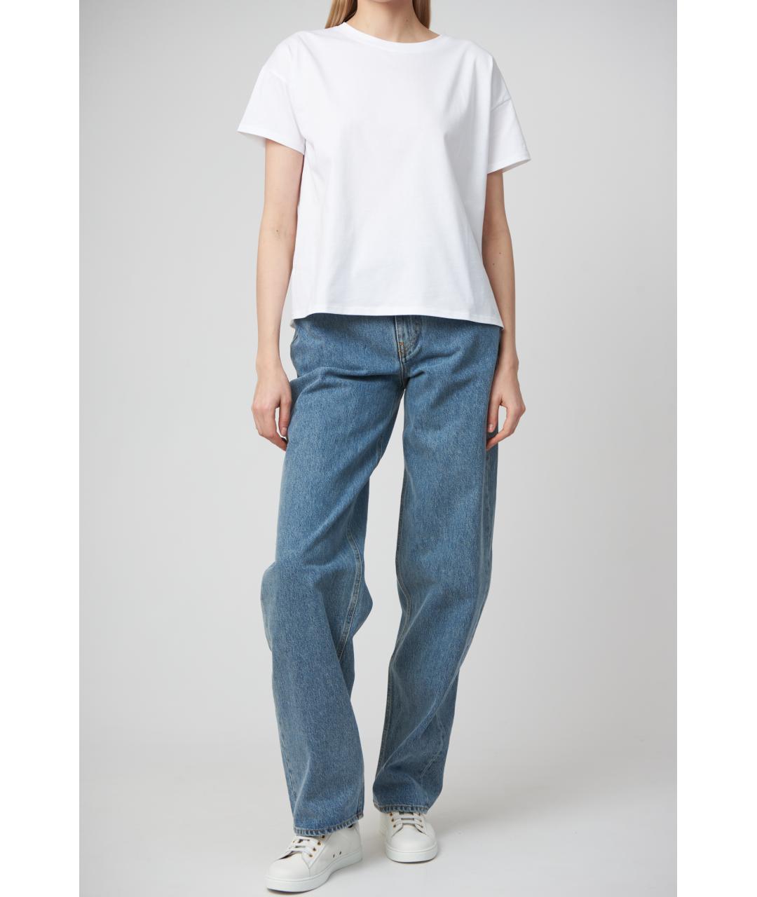 LOULOU STUDIO Голубые хлопковые прямые джинсы, фото 2
