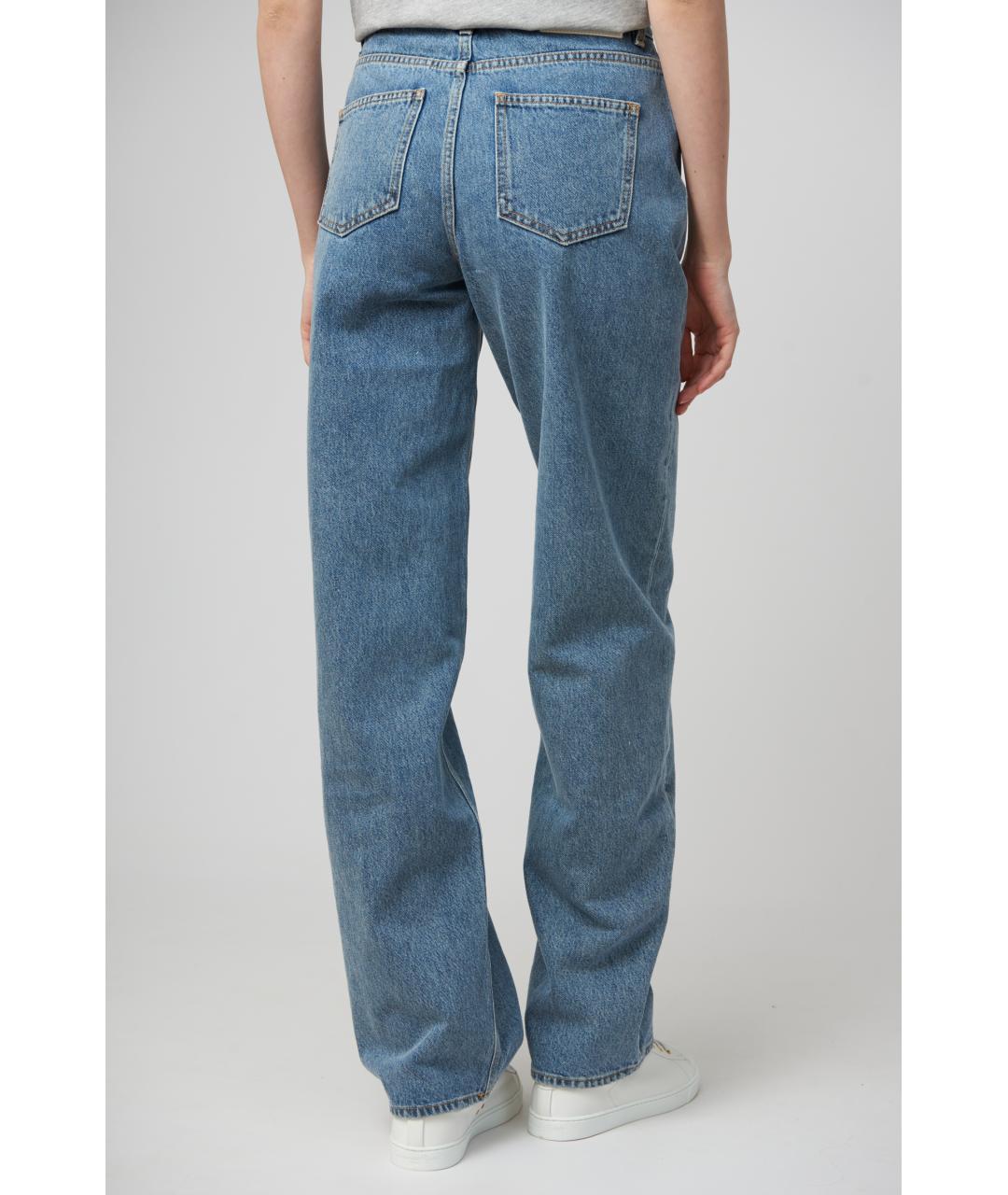 LOULOU STUDIO Голубые хлопковые прямые джинсы, фото 3