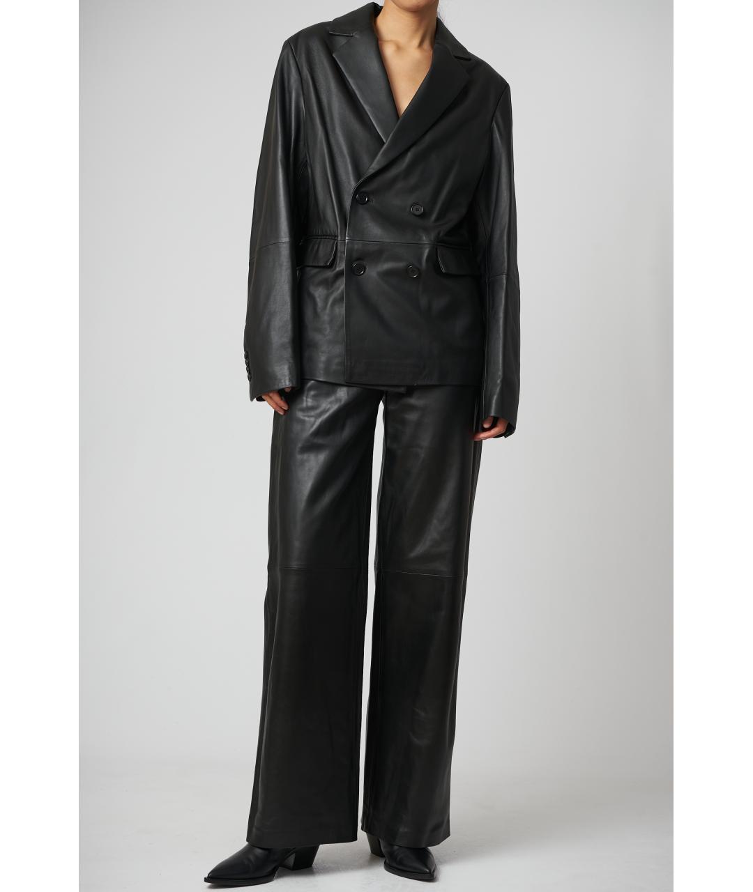 LOULOU STUDIO Черный кожаный жакет/пиджак, фото 2