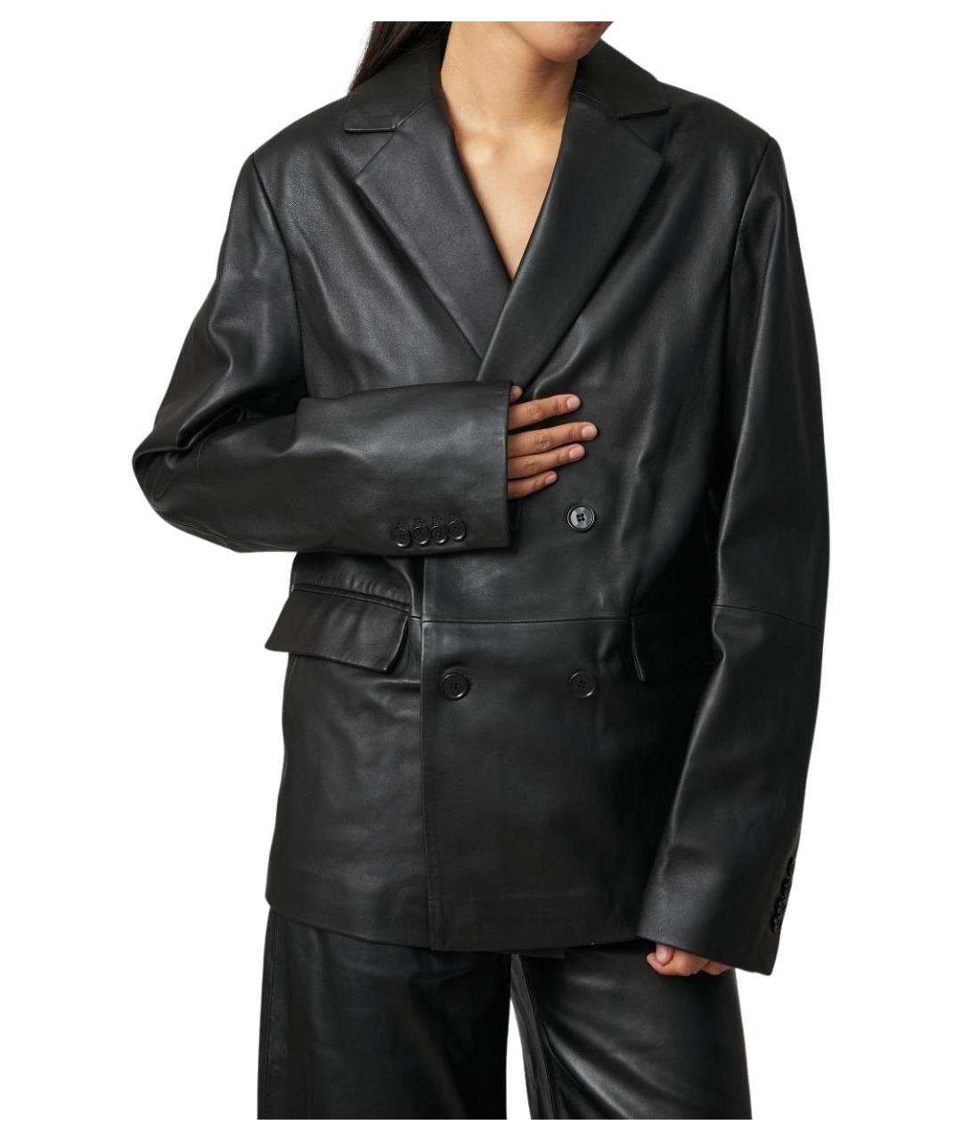 LOULOU STUDIO Черный кожаный жакет/пиджак, фото 1