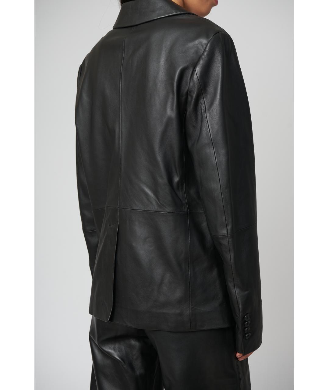 LOULOU STUDIO Черный кожаный жакет/пиджак, фото 4