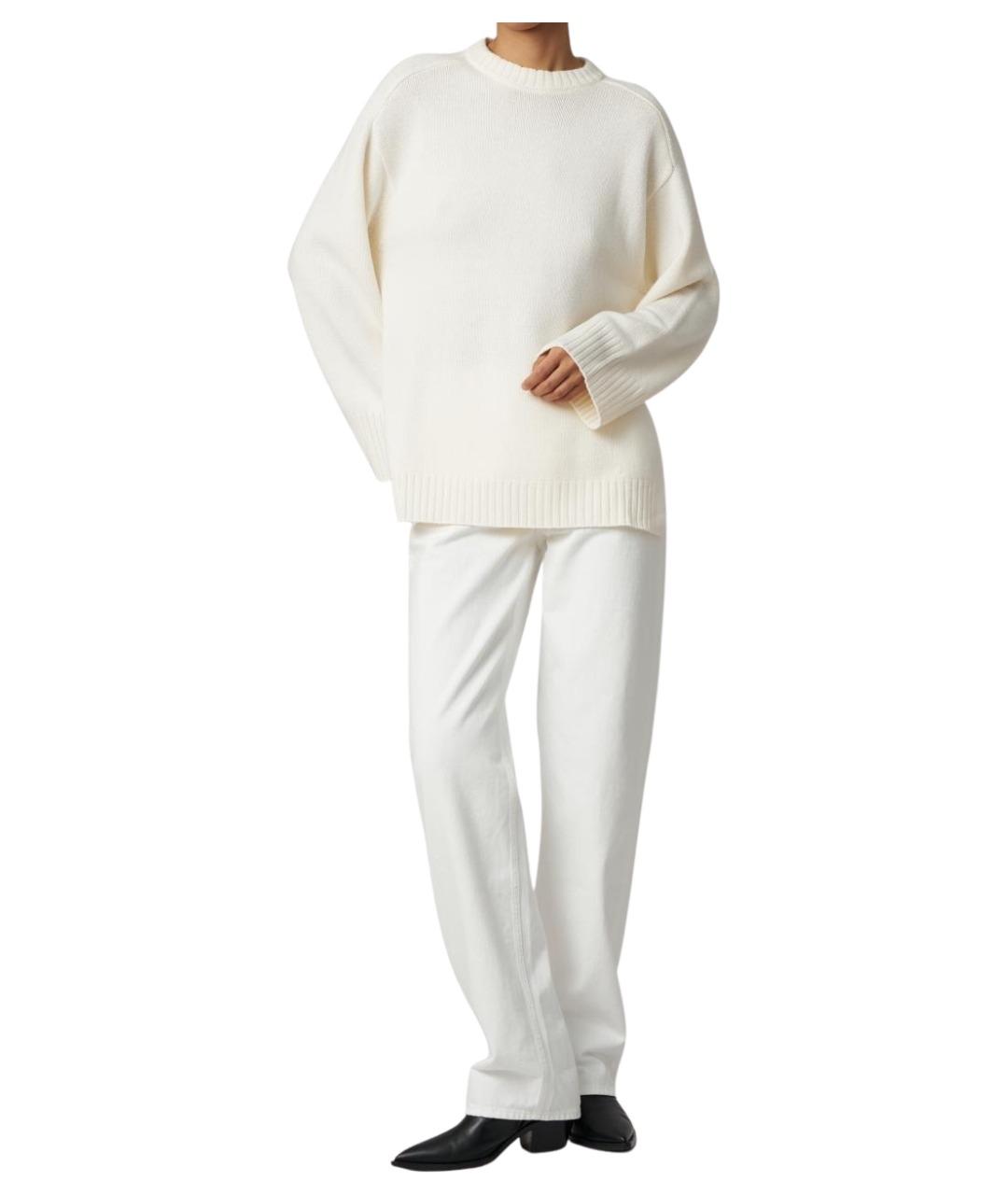 LOULOU STUDIO Белые хлопковые прямые джинсы, фото 1