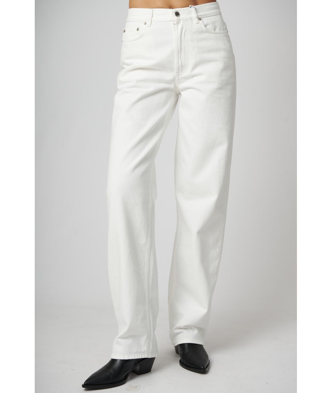 LOULOU STUDIO Белые хлопковые прямые джинсы, фото 2