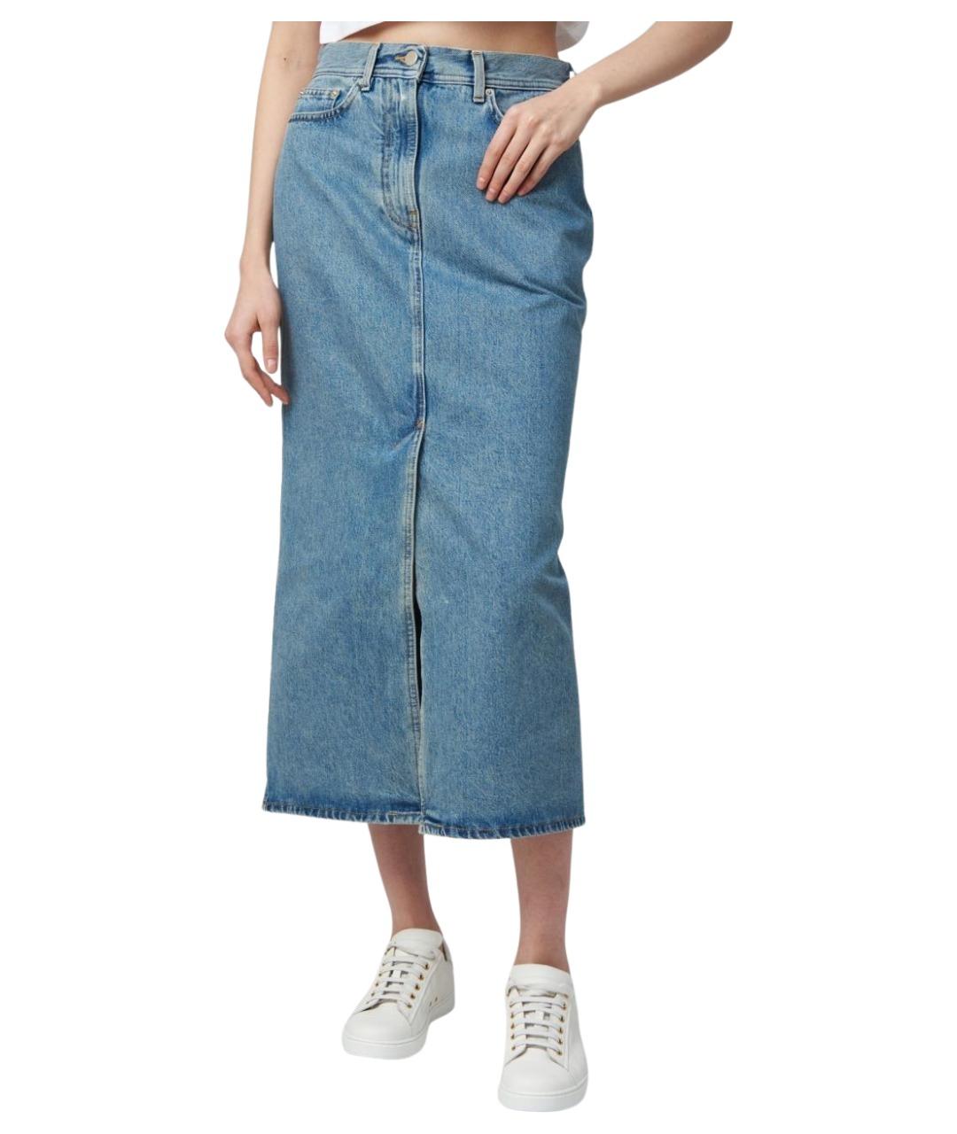 LOULOU STUDIO Темно-синяя хлопковая юбка миди, фото 2