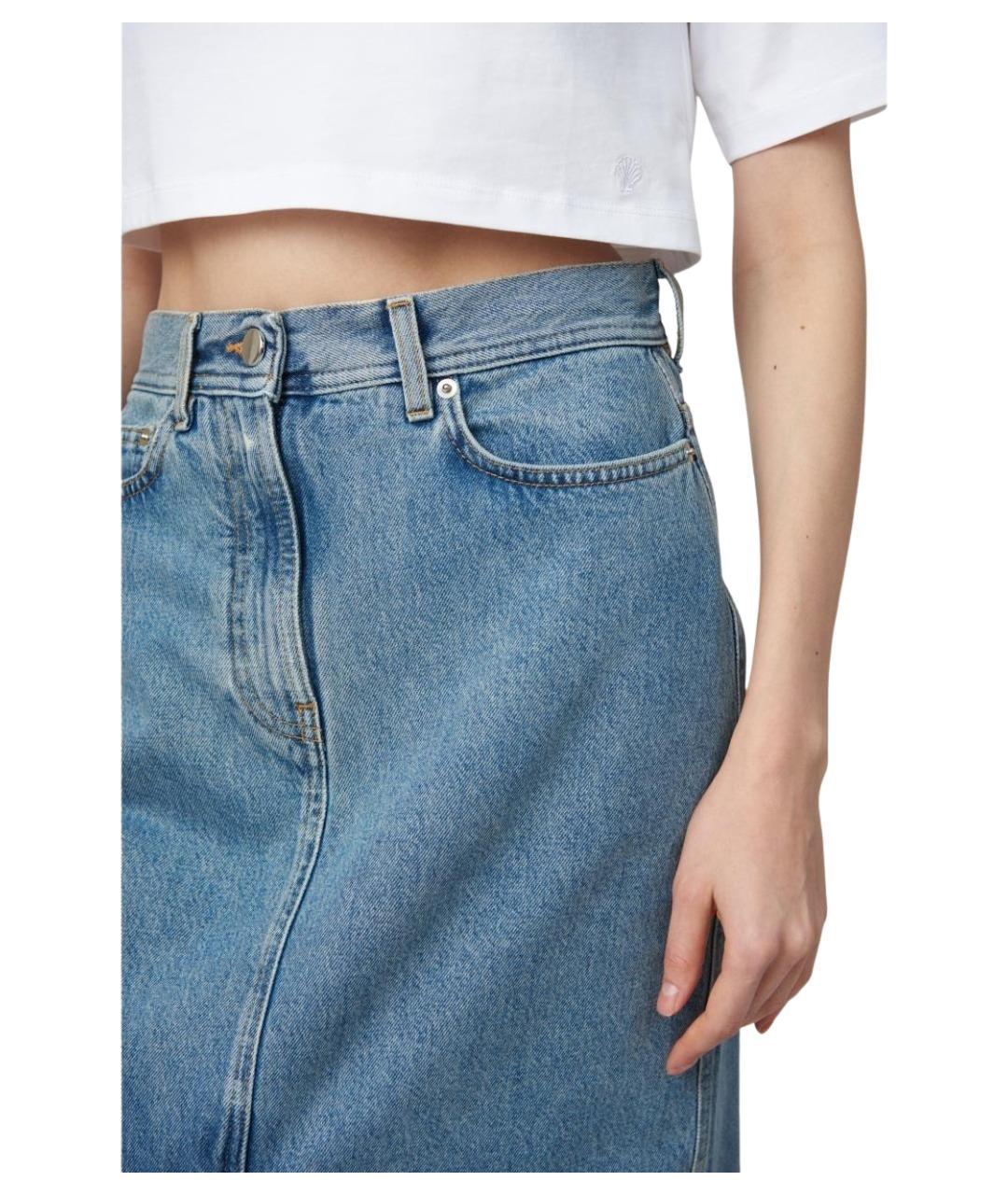 LOULOU STUDIO Темно-синяя хлопковая юбка миди, фото 3