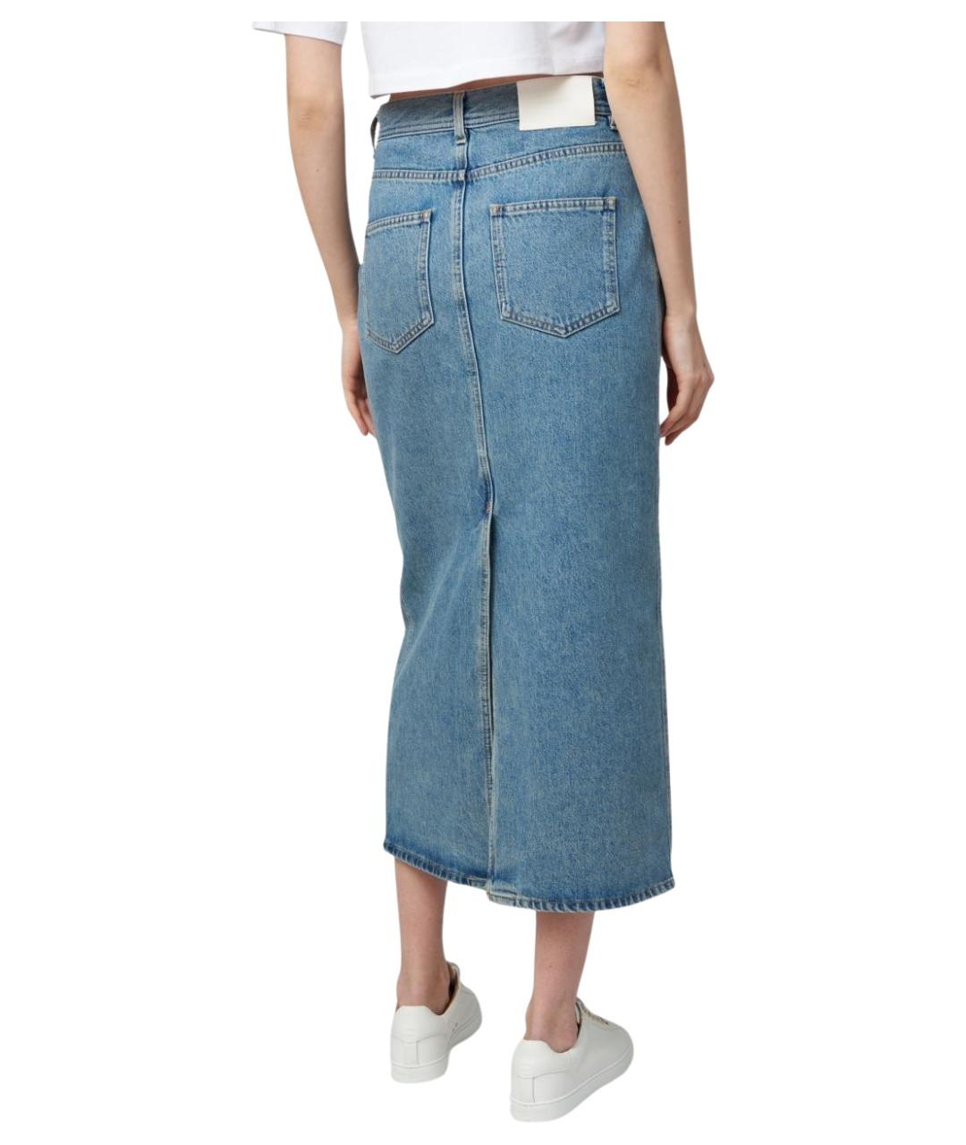 LOULOU STUDIO Темно-синяя хлопковая юбка миди, фото 4