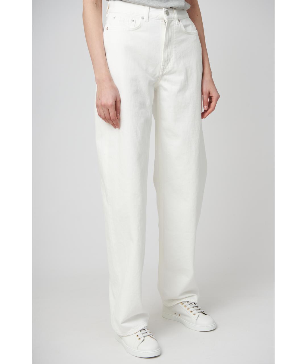 LOULOU STUDIO Белые хлопковые прямые джинсы, фото 3