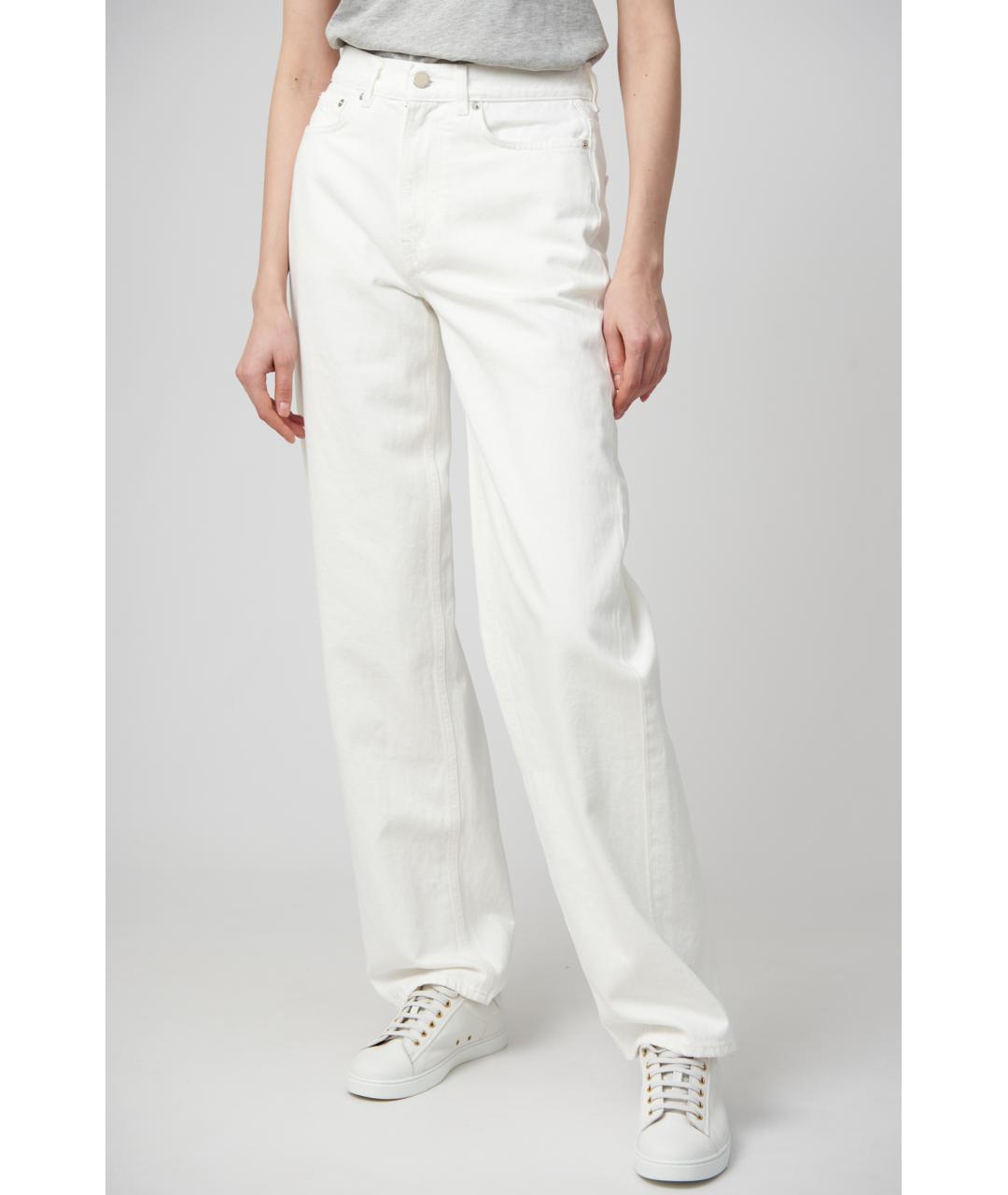 LOULOU STUDIO Белые хлопковые прямые джинсы, фото 2