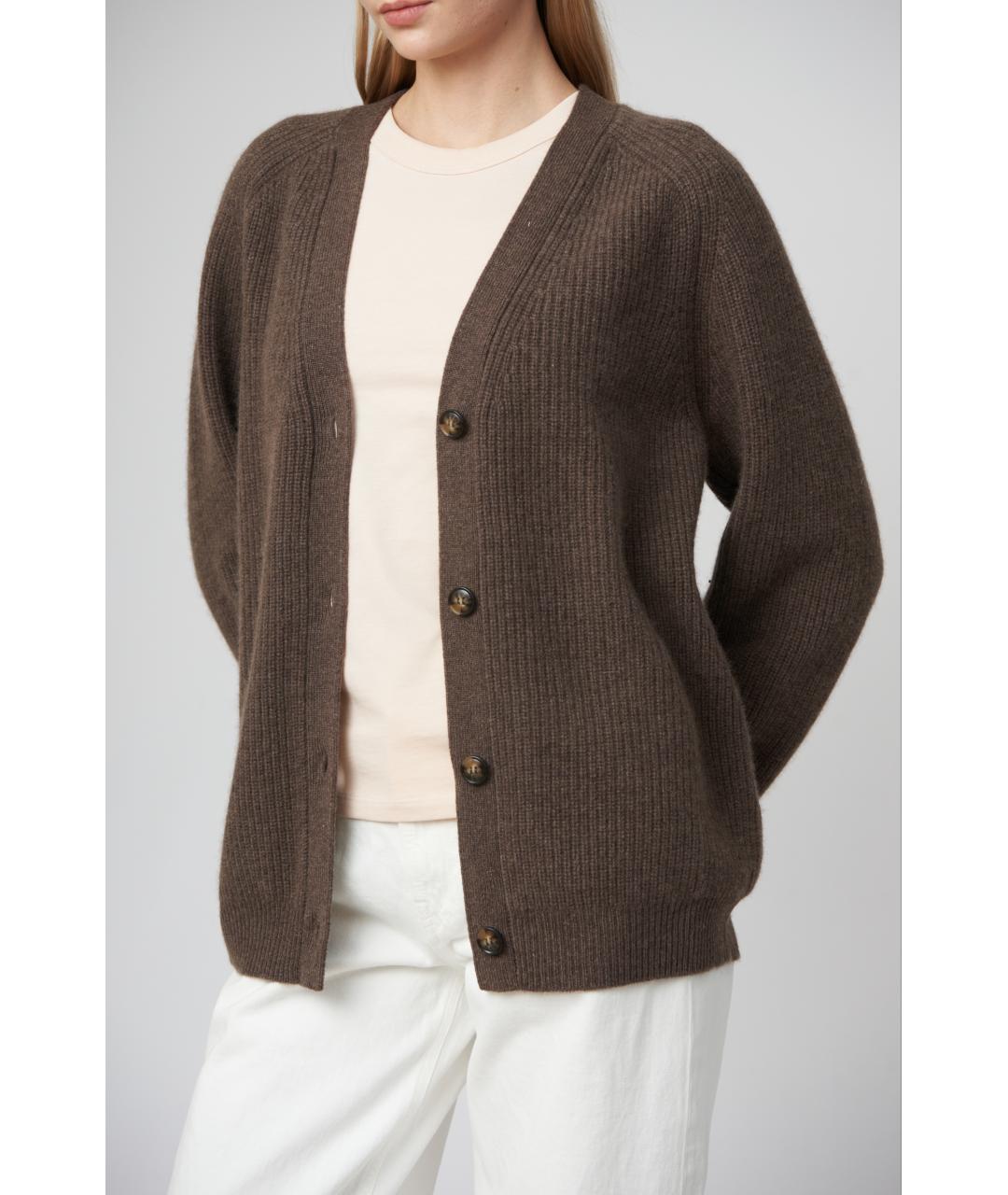 LOULOU STUDIO Коричневый кашемировый кардиган, фото 3