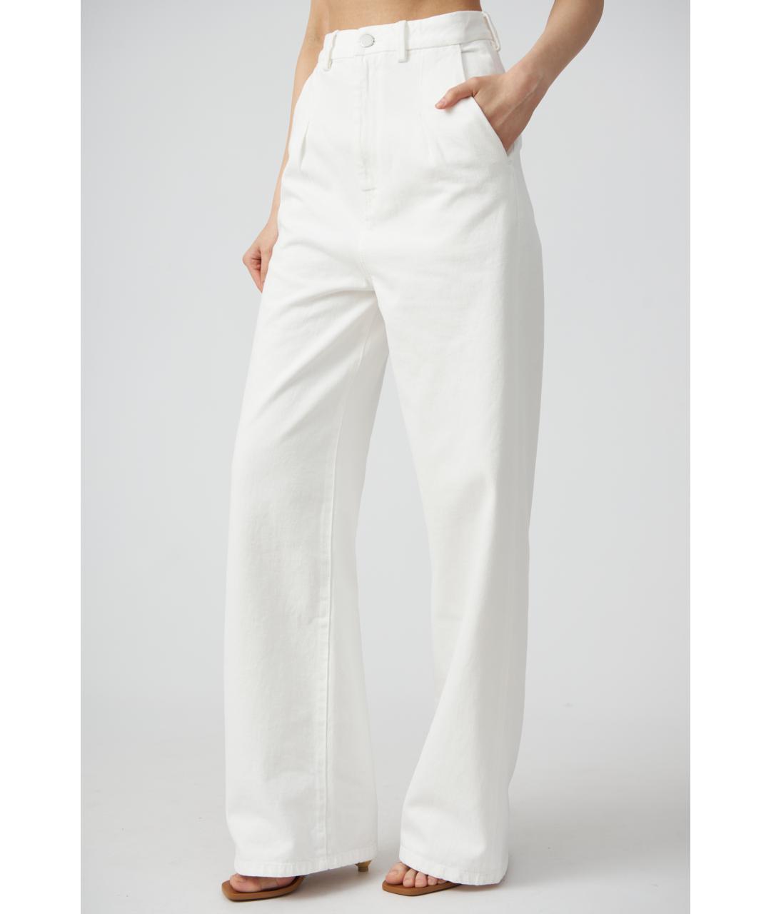 LOULOU STUDIO Белые хлопковые прямые джинсы, фото 3
