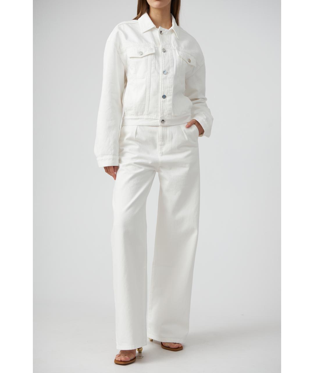 LOULOU STUDIO Белые хлопковые прямые джинсы, фото 2