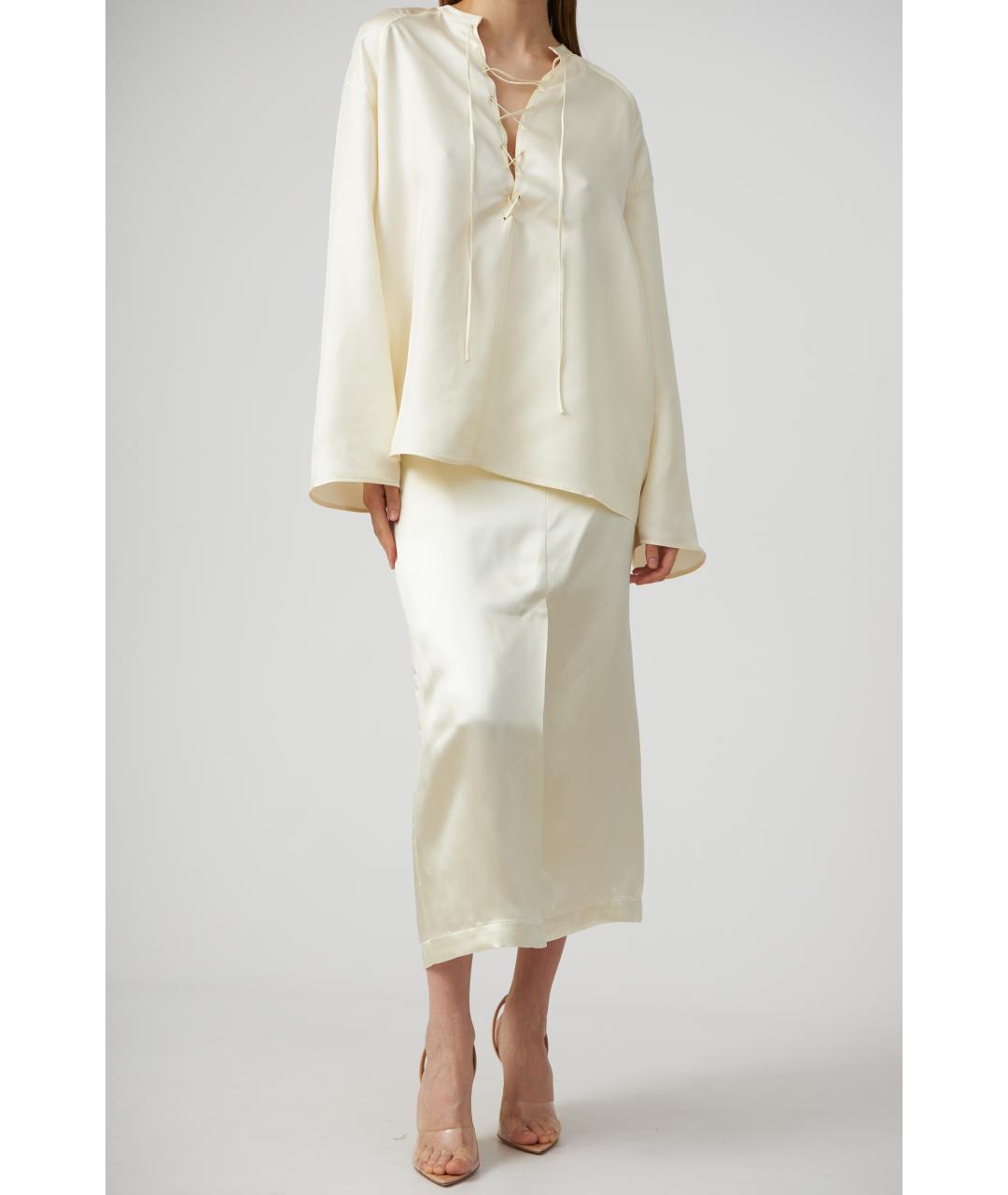 LOULOU STUDIO Белая шелковая блузы, фото 2