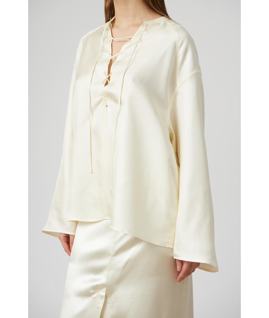 LOULOU STUDIO Белая шелковая блузы, фото 3