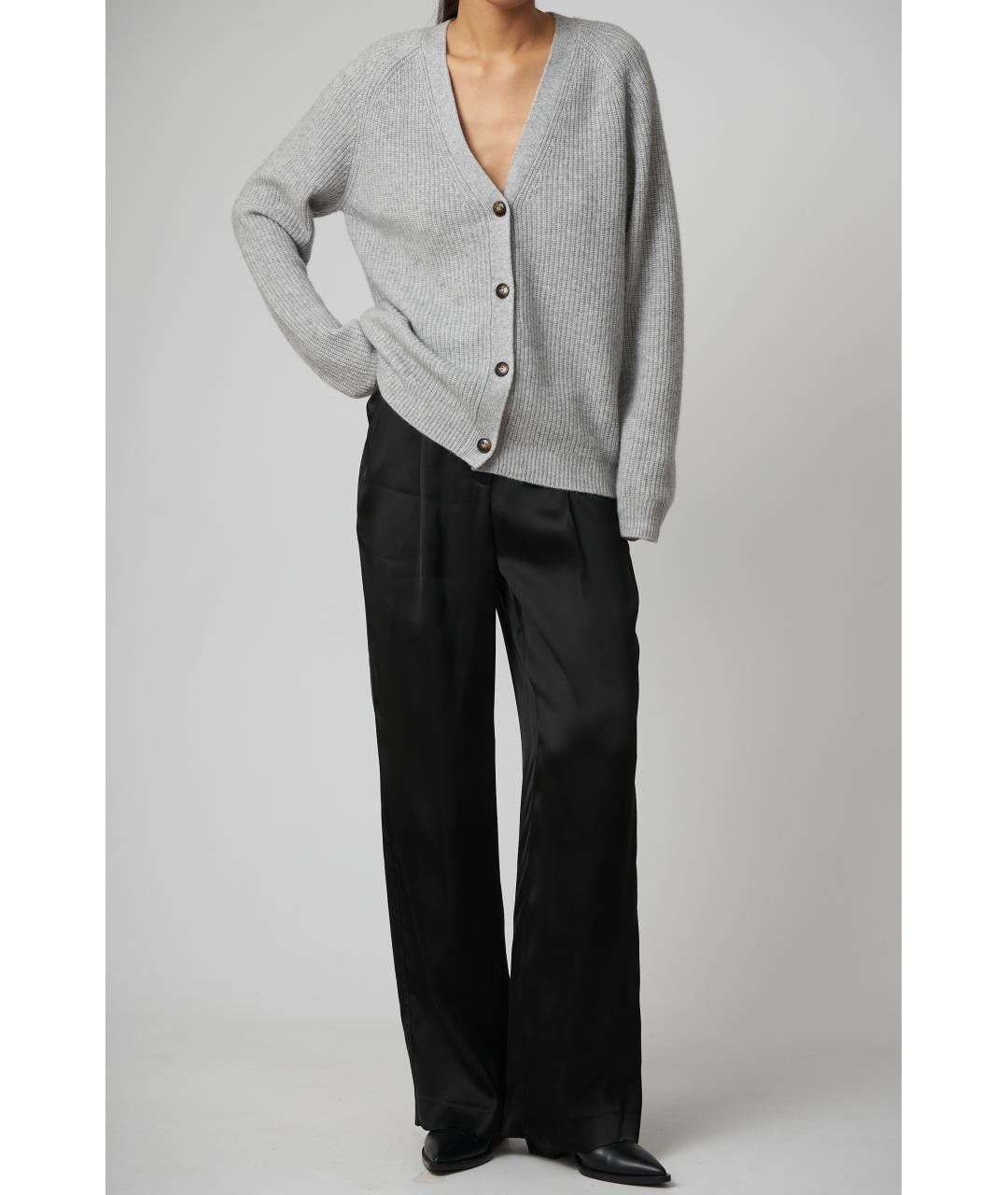 LOULOU STUDIO Черные вискозные прямые брюки, фото 2