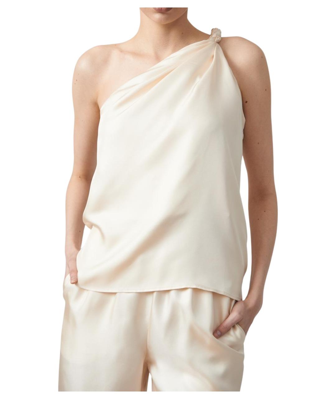 LOULOU STUDIO Бежевая шелковая майка, фото 1