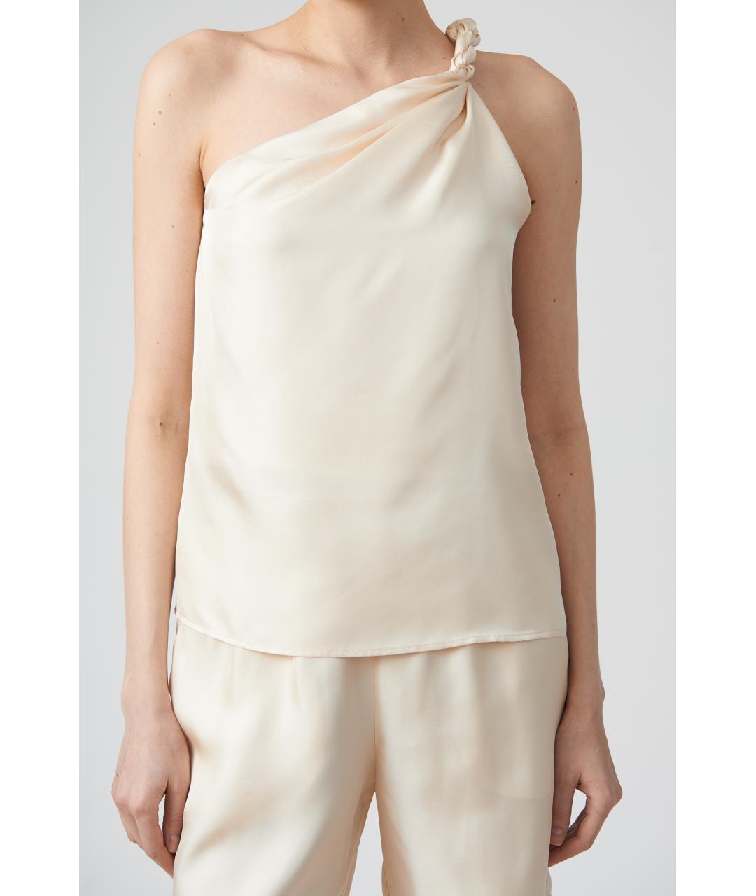 LOULOU STUDIO Бежевая шелковая майка, фото 3