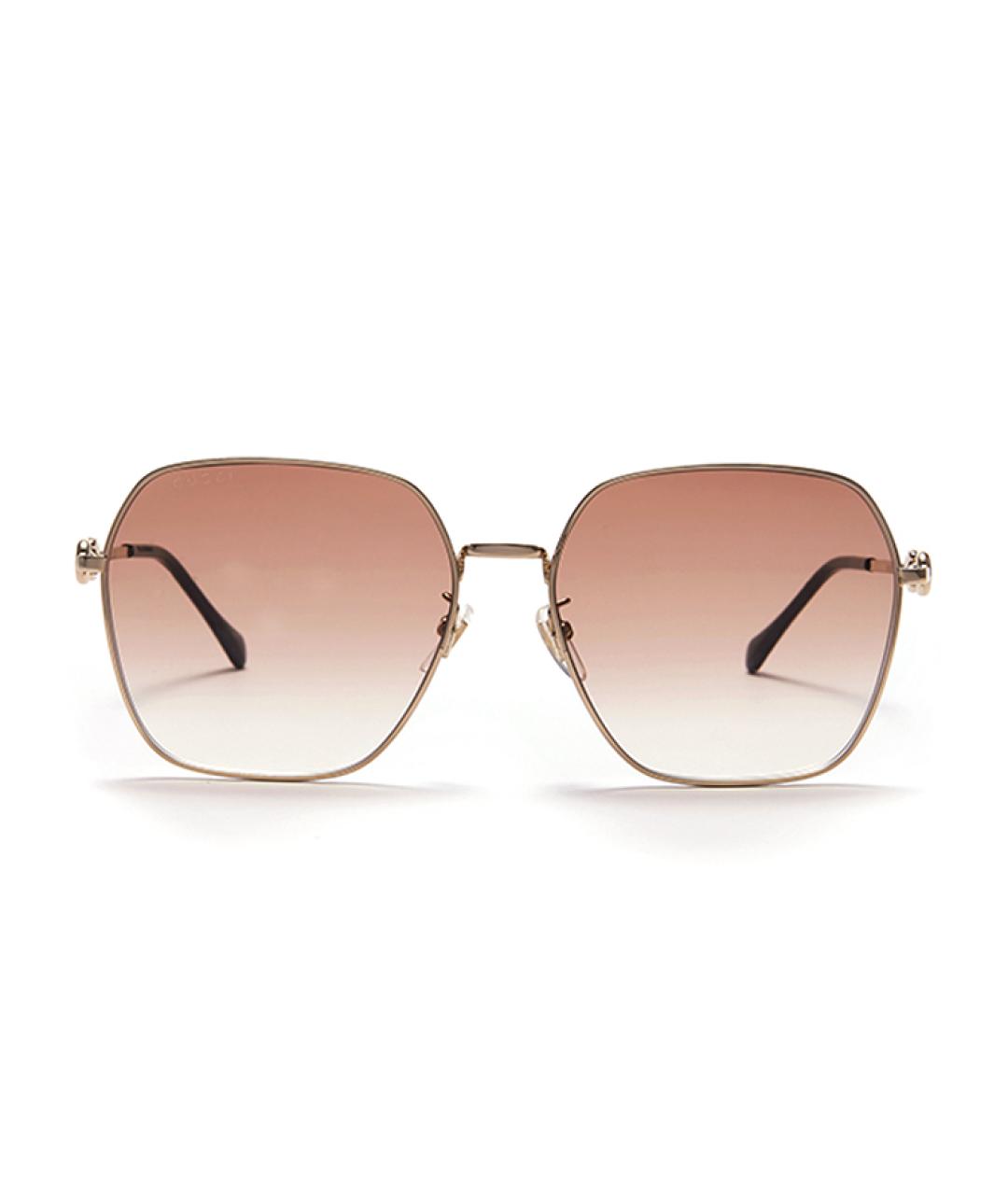 GUCCI Золотые металлические солнцезащитные очки, фото 1