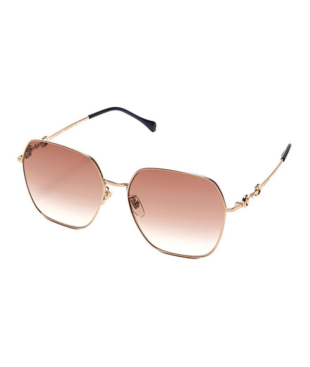 GUCCI Золотые металлические солнцезащитные очки, фото 2