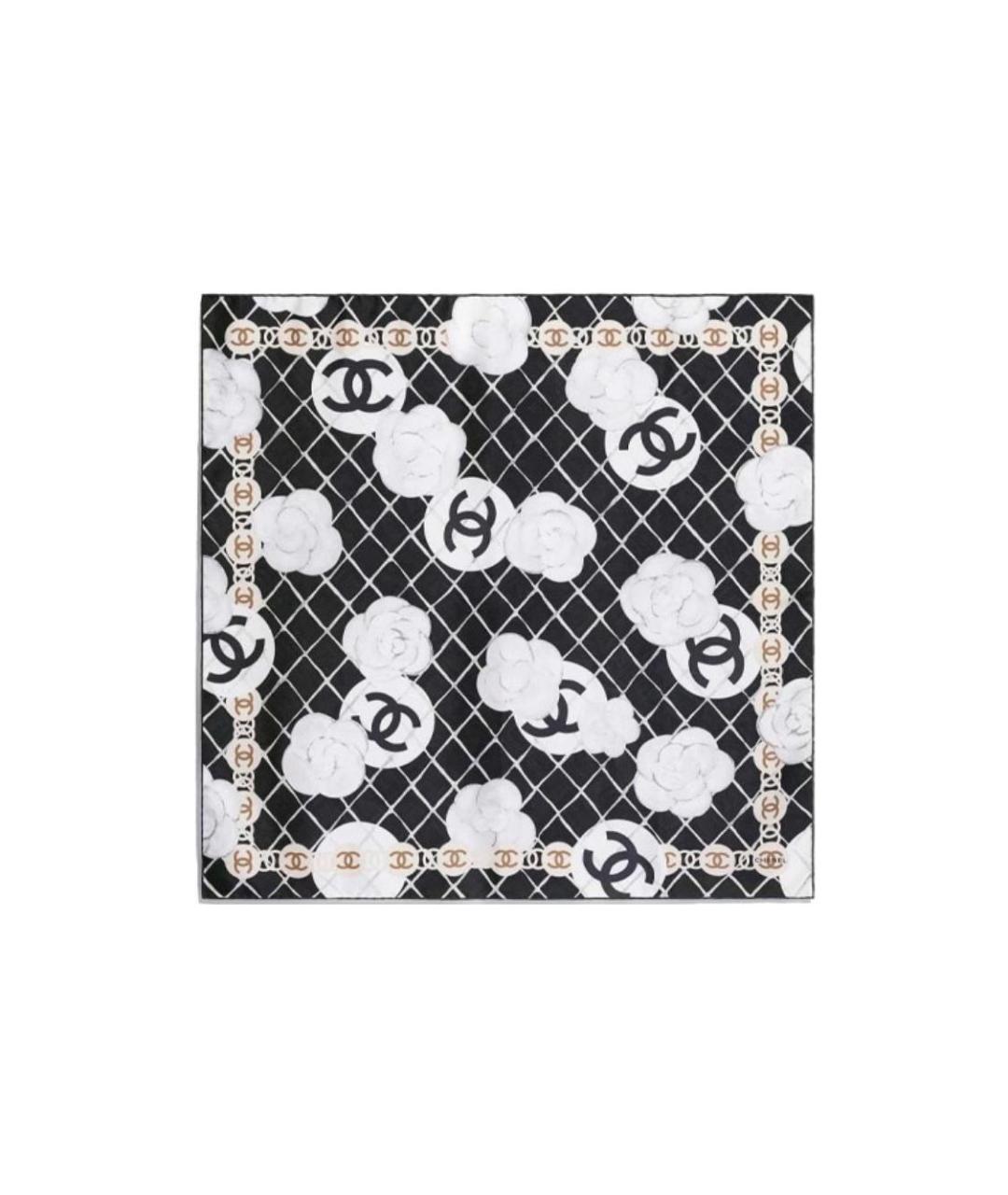 CHANEL Черный шелковый шарф, фото 1