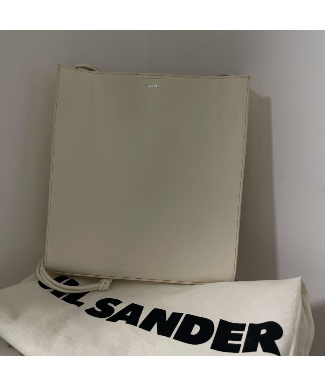 JIL SANDER Бежевая кожаная сумка через плечо, фото 3