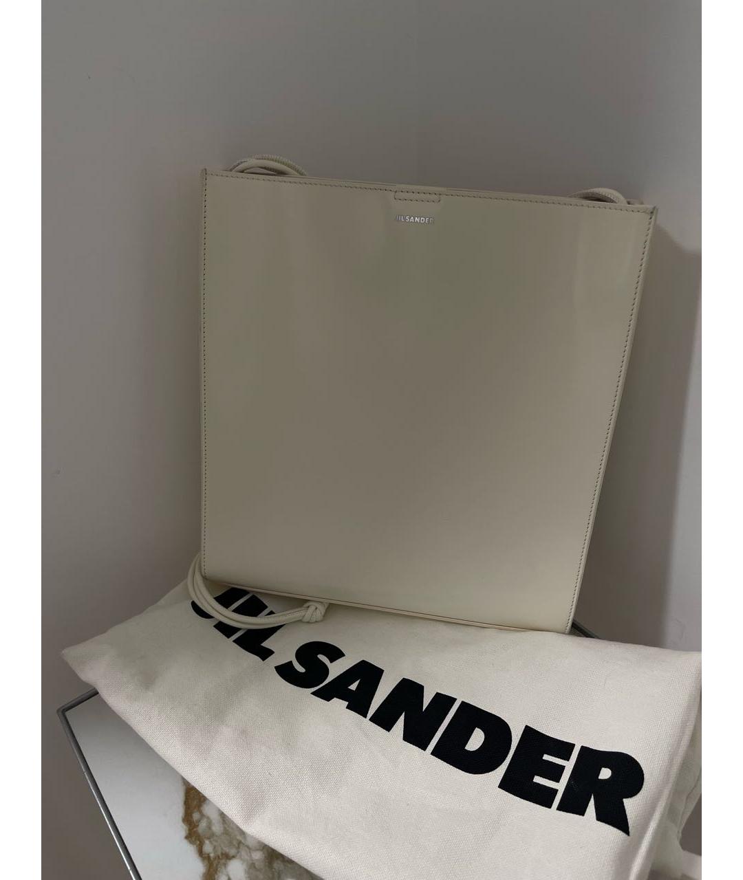 JIL SANDER Бежевая кожаная сумка через плечо, фото 2