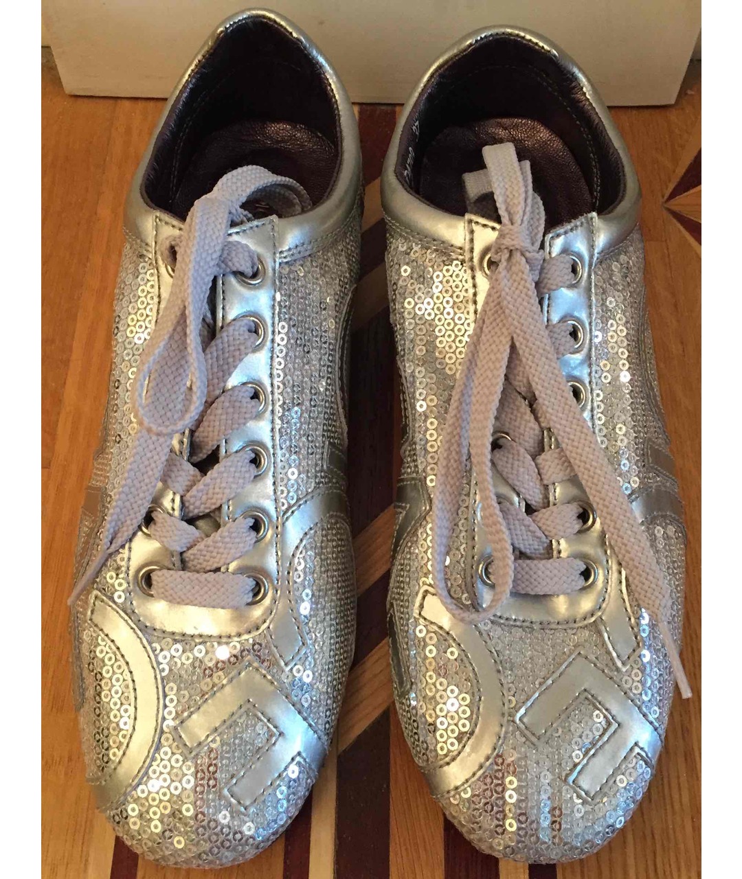 DOLCE&GABBANA Серебряные кроссовки из лакированной кожи, фото 2