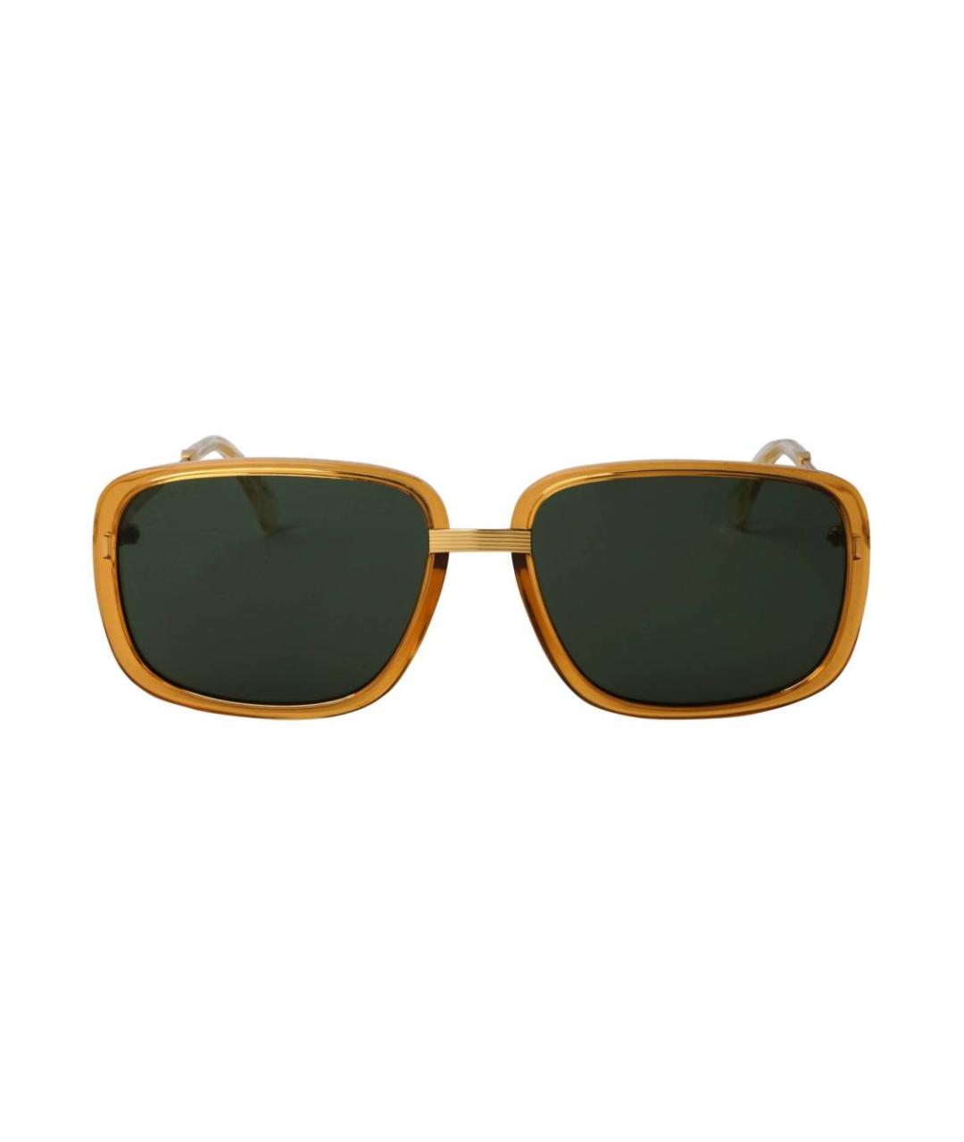 GUCCI Золотые металлические солнцезащитные очки, фото 2