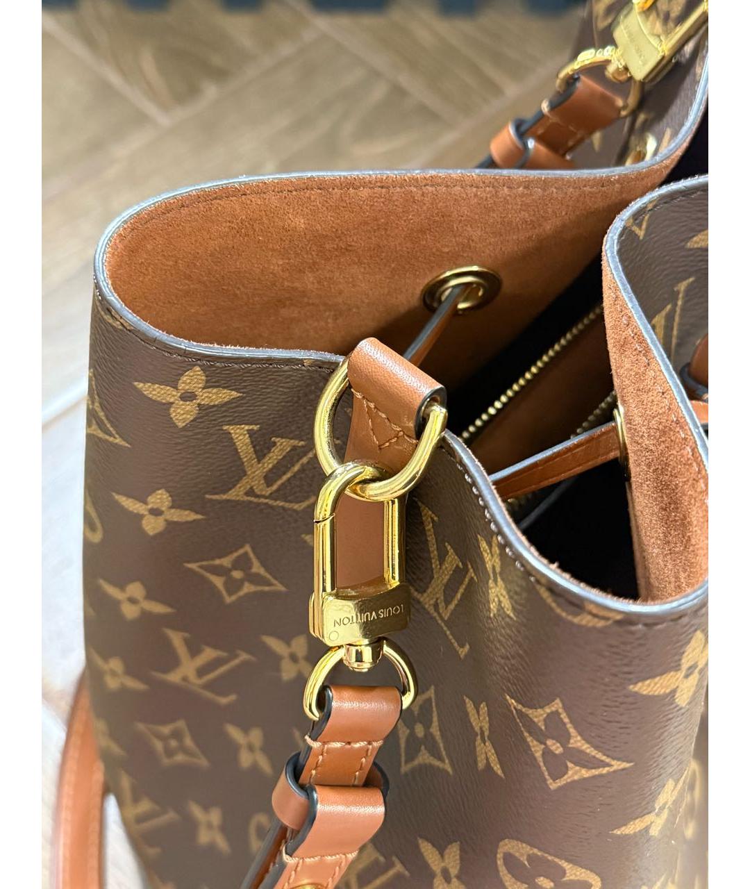 LOUIS VUITTON Коричневая кожаная сумка через плечо, фото 6