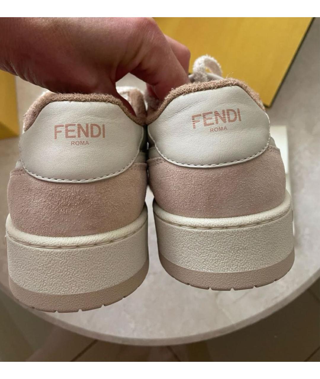 FENDI Белые кожаные кеды, фото 4