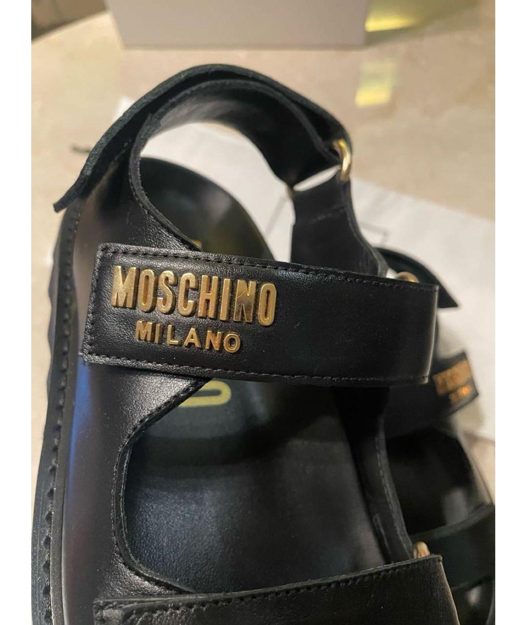 MOSCHINO Черные кожаные сандалии, фото 6