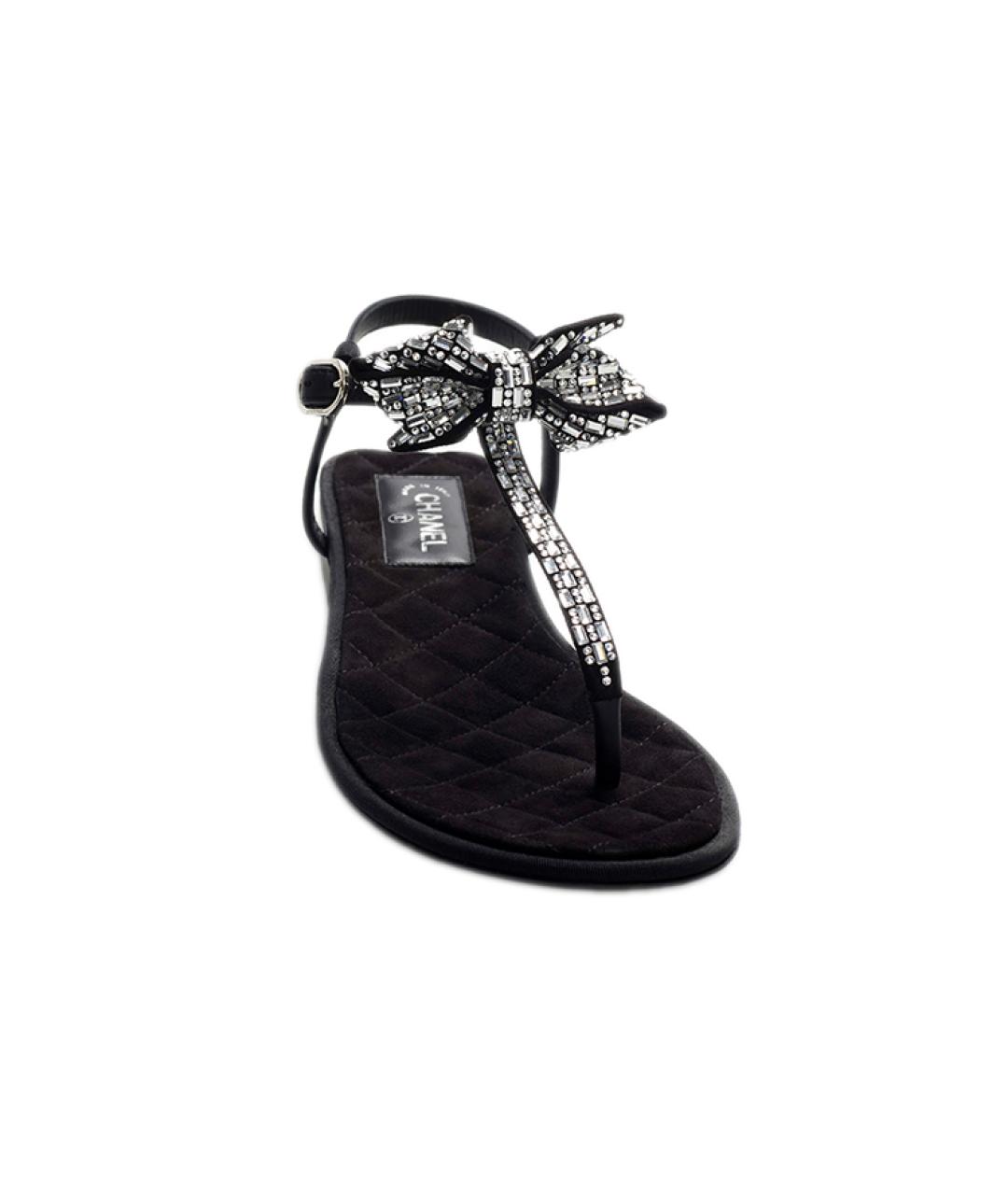 CHANEL Черные кожаные сандалии, фото 3