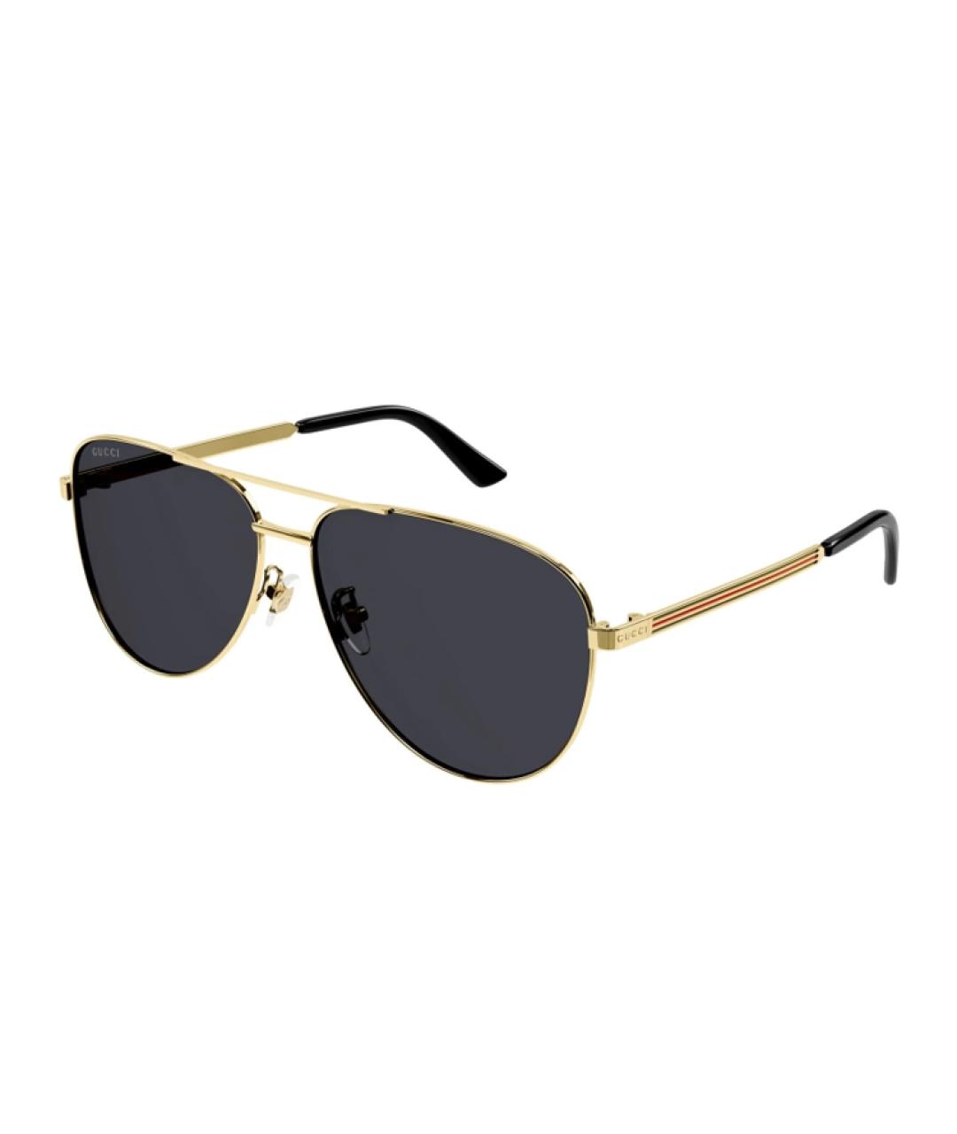 GUCCI Золотые металлические солнцезащитные очки, фото 1