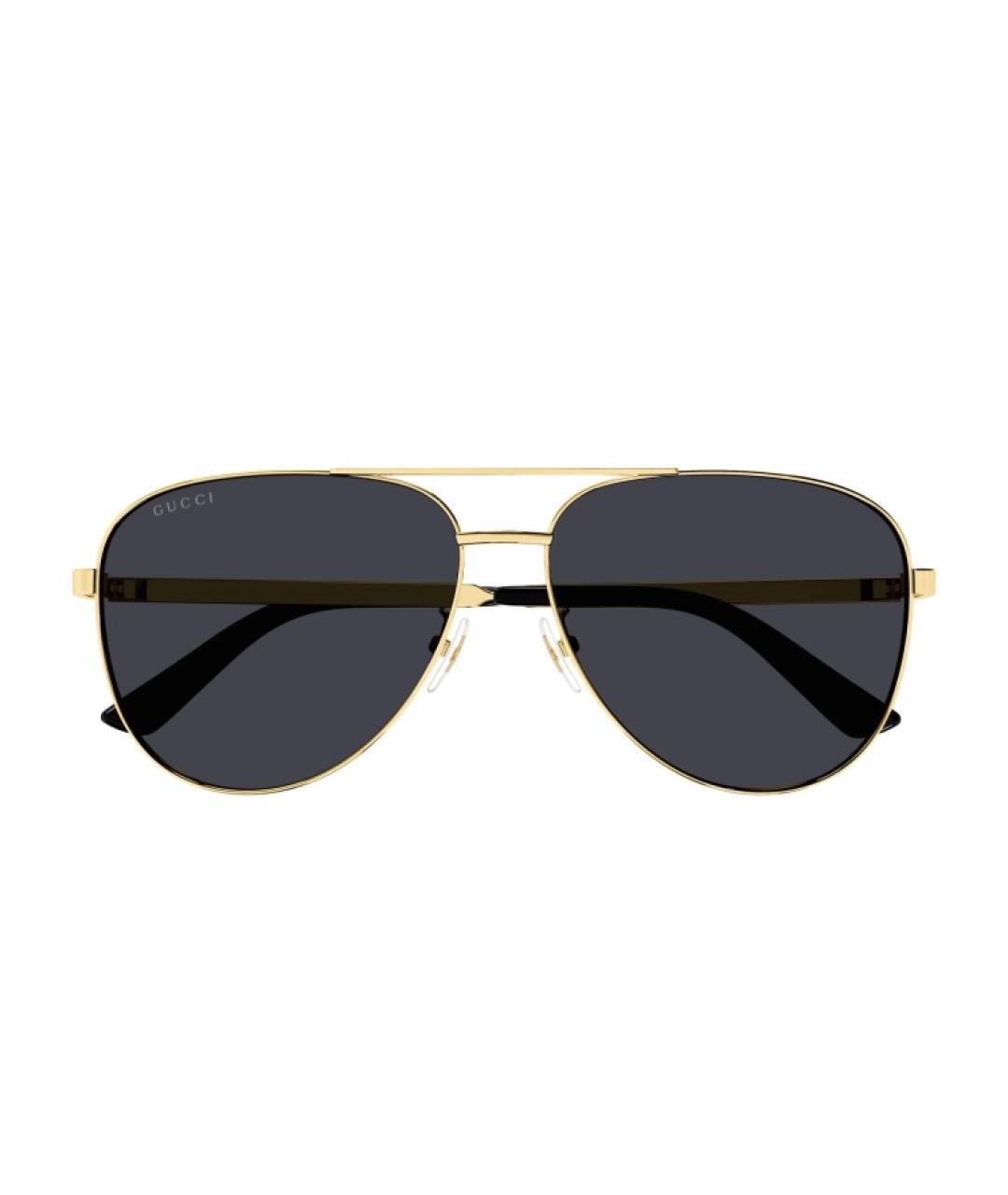 GUCCI Золотые металлические солнцезащитные очки, фото 2