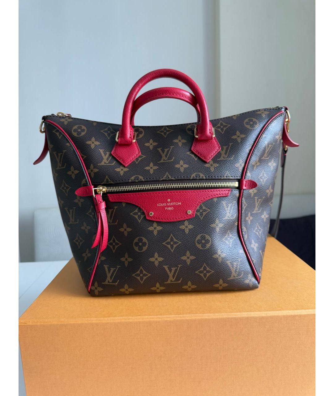 LOUIS VUITTON Красная кожаная сумка с короткими ручками, фото 9