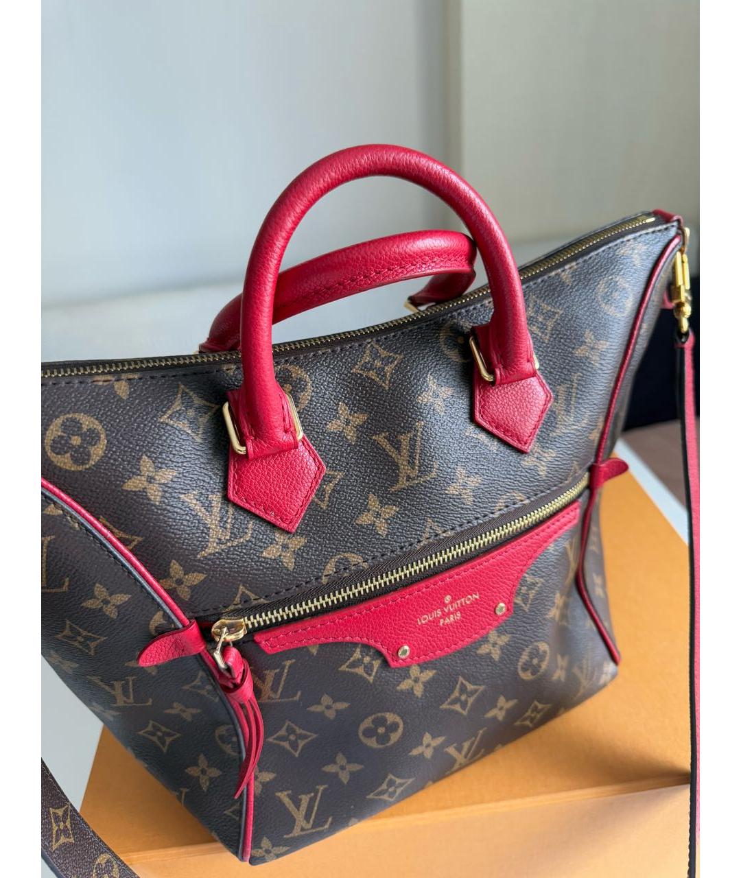 LOUIS VUITTON Красная кожаная сумка с короткими ручками, фото 2