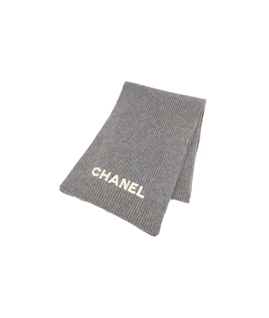 CHANEL Серый шарф, фото 1