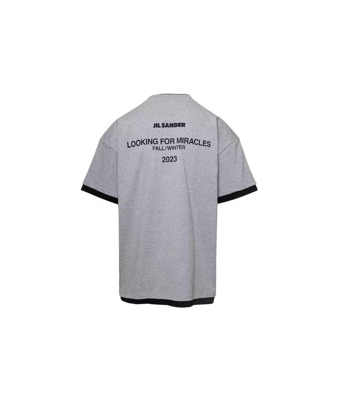 JIL SANDER Серая хлопковая футболка, фото 2