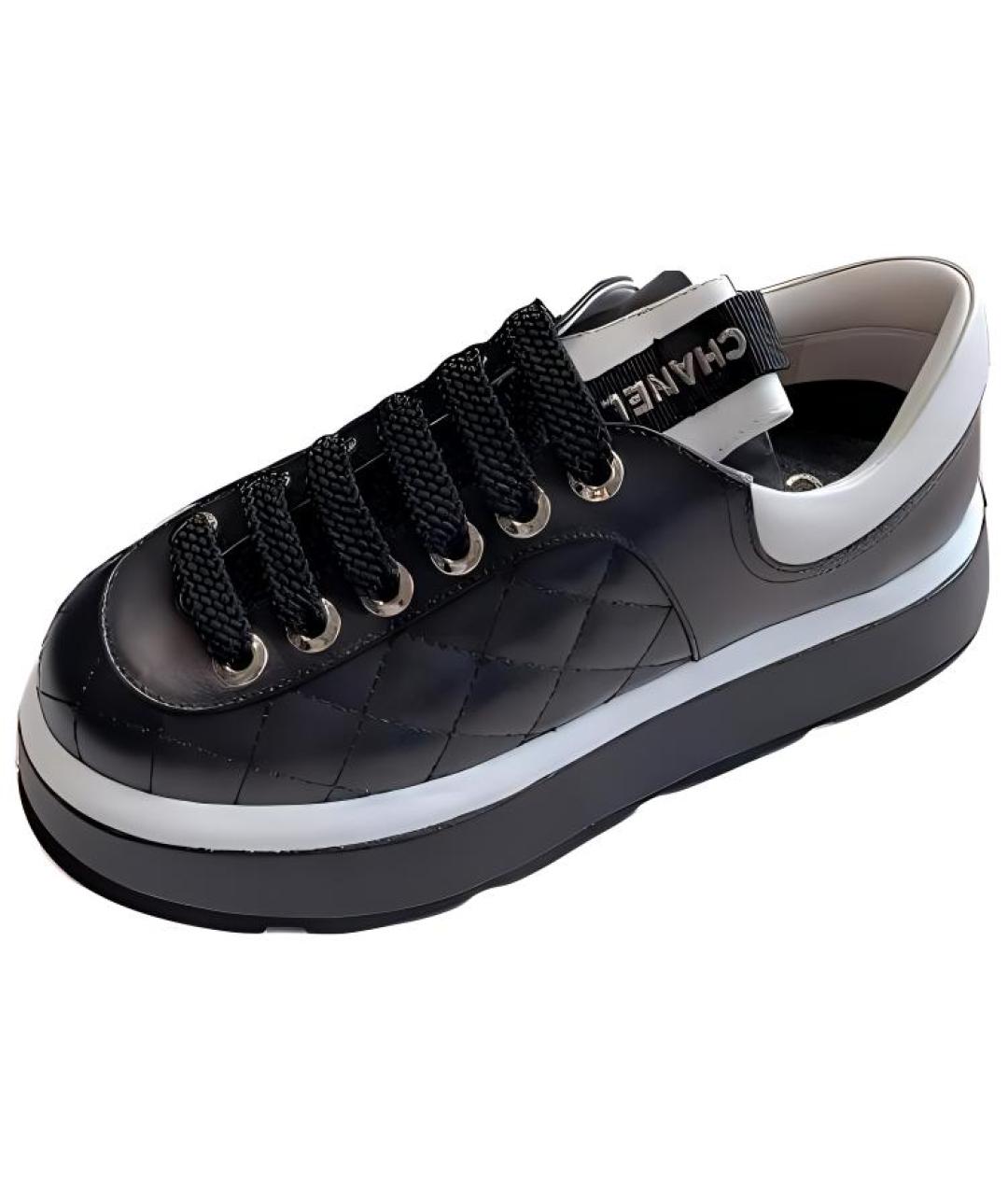 CHANEL Черные кожаные кеды, фото 2