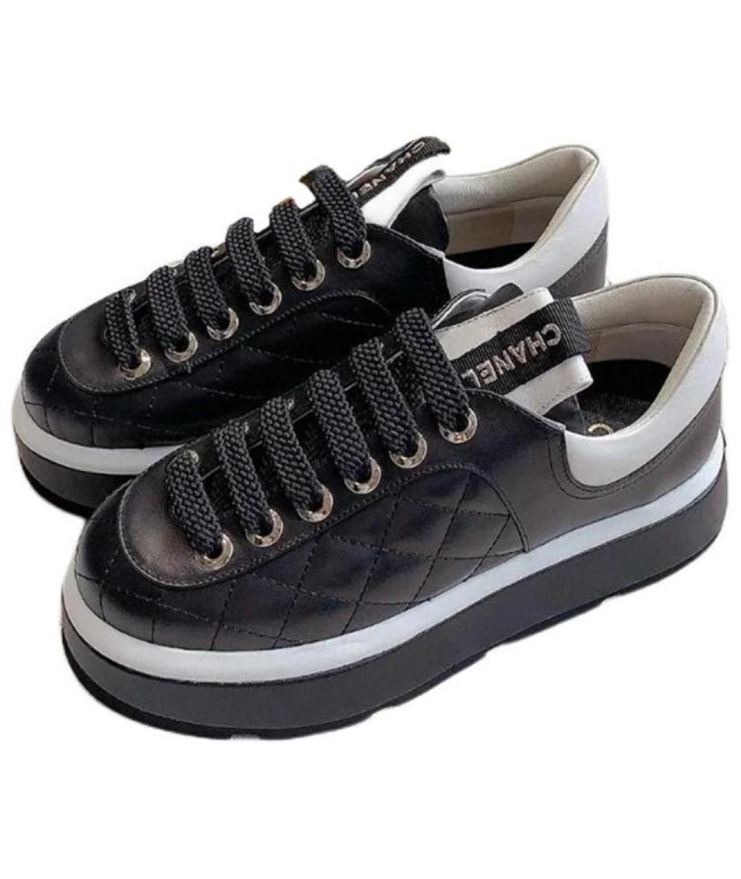 CHANEL Черные кожаные кеды, фото 3