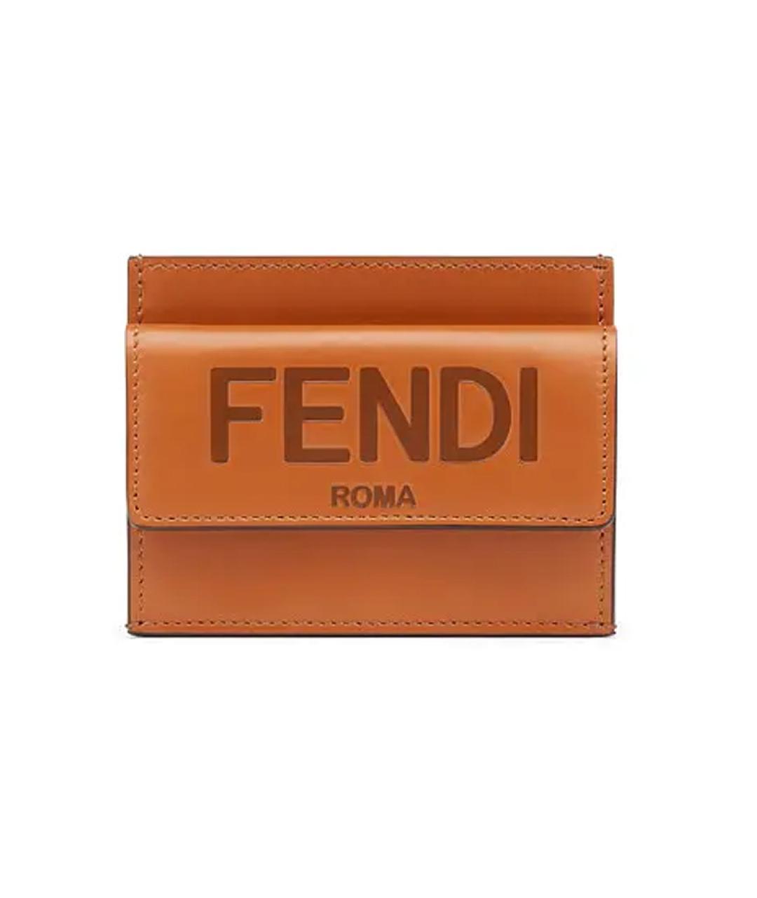 FENDI Коричневый кожаный кардхолдер, фото 1