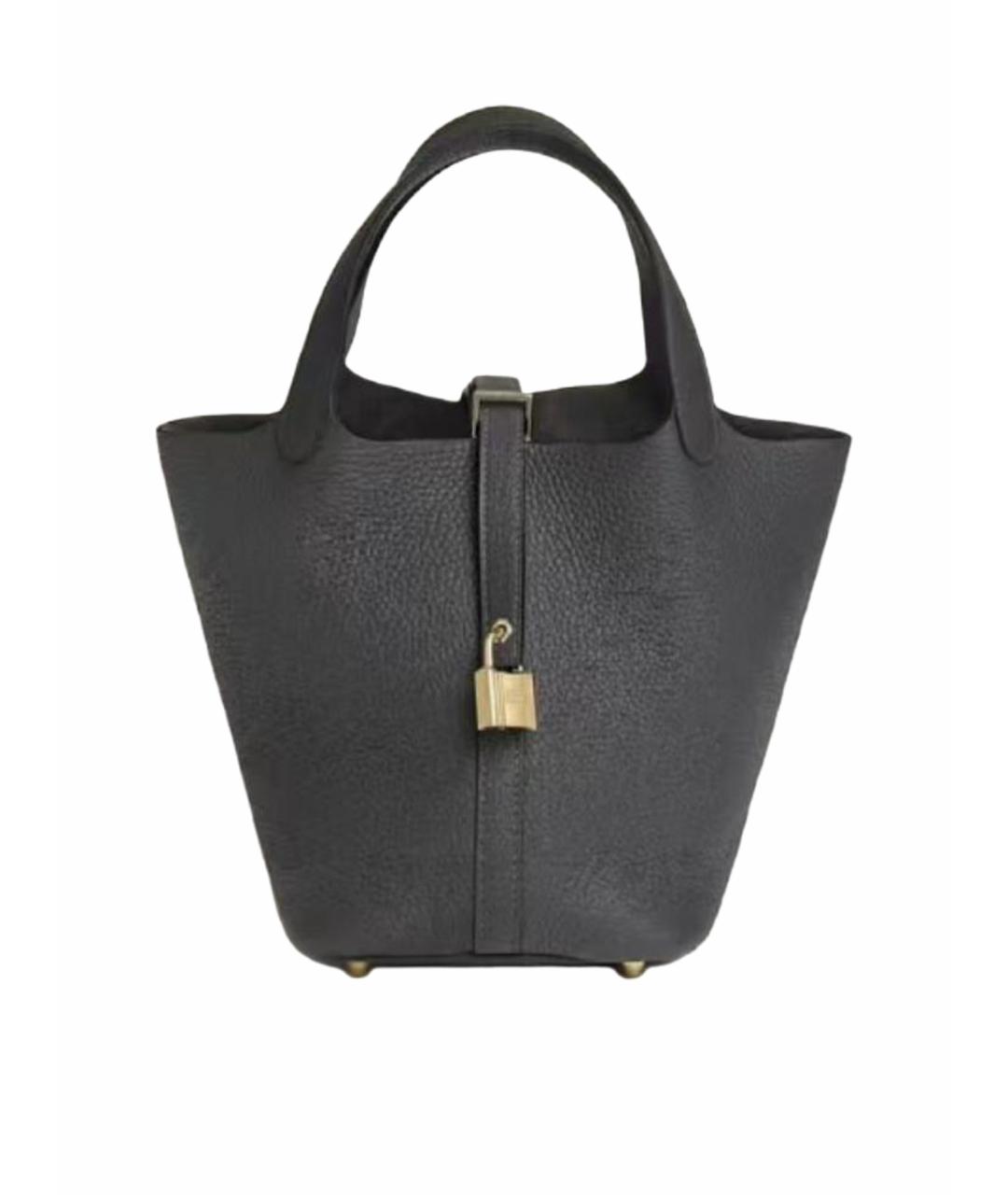 HERMES Серая кожаная сумка с короткими ручками, фото 1