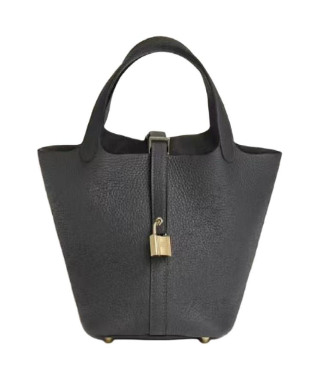 HERMES Серая кожаная сумка с короткими ручками, фото 4